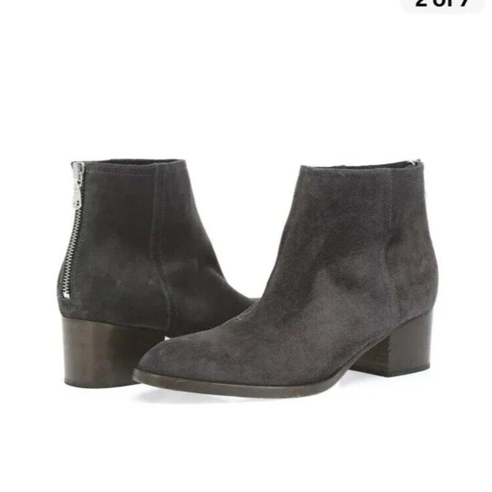 Rag & Bone Wesley Asphalt Gray Suede All Leather Ankle Bootie 37.5